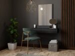 Pafos Wooden Makeup Dressing Table Mat Black with Mirror 80x41.6x100cm - Image 5