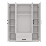 Four Door Wardrobe Romana 160 White 160x52x205cm - Image 3
