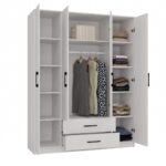Four Door Wardrobe Romana 160 White 160x52x205cm - Image 4