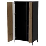 Double Door Wardrobe Merci Black/oak Artisan 90x55x184cm - Image 2