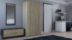 Double Door Wardrobe Sonoma Oak 90x50x180cm - Image 4