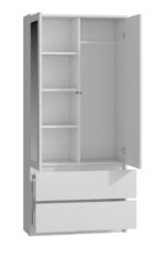 Δίφυλλη Ντουλάπα με Καθρέπτη White 116x50x180cm - Image 8