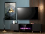RTV cabinet PAFOS EF with electric fireplace 180x42x49 black matt - Image 4