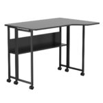 Maclean Folding Desk/Table  Black  Mobile  100x73 cm  max. 50 kg  Angled  L-Shaped  MC-126 L/B - Image 9