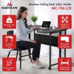 Maclean Folding Desk/Table  Black  Mobile  100x73 cm  max. 50 kg  Angled  L-Shaped  MC-126 L/B - Image 4