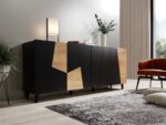 ETNA chest of drawers 200x42x82 black matt + oak craft - Image 6