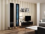 Vigo 180 Wall Living Room Display Cabinet made of Particleboard with Glass White / Black Gloss 40x30x180cm - Image 15