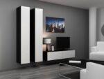 Vigo Floor-standing Living Room Display Cabinet made of Wood White/Black Gloss 40x30x180cm - Image 16