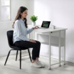 Maclean Folding Desk/Table  White  Mobile  100x73 cm  max. 50 kg  Corner  L-Shaped  MC-126 L/W - Image 4
