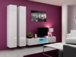 Vigo 180 Wall Living Room Display Cabinet made of Particleboard with Glass White / White Gloss 40x30x180cm - Image 9