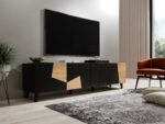 RTV cabinet ETNA 200x42x52 black matt + oak craft - Image 6