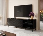 RTV cabinet ABETO 150x42x52 black glossy - Image 7