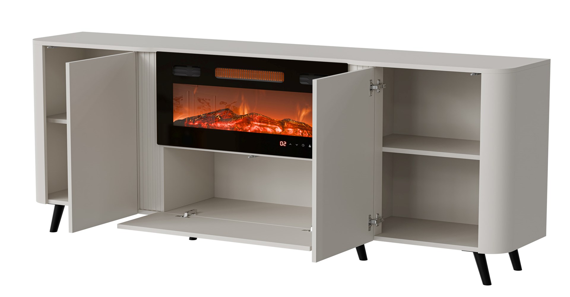 Cama Volare chest of drawers 200 x 39 x 75 cm cashmere + fireplace - Image 1
