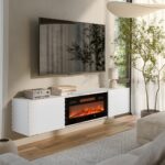TV Stand Wooden White L183xW35xH37cm - Image 3