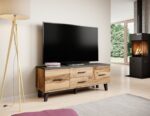 Cama RTV stand LOTTA 140cm wotan oak + matt black - Image 3