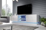 Cama TV cabinet QIU 200 MDF white gloss/white gloss - Image 4