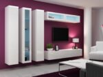 Vigo 180 Wall Living Room Display Cabinet made of Particleboard with Glass White / White Gloss 40x30x180cm - Image 23