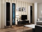 Vigo 180 Wall Living Room Display Cabinet made of Particleboard with Glass White / Black Gloss 40x30x180cm - Image 14