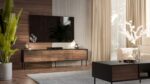 Sideboard Wooden Black/walnut 200x40x55cm - Image 3