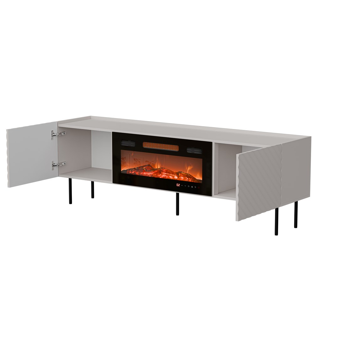 Cama LUCCA TV cabinet 180x40x59 cashmere + black fireplace - Image 1