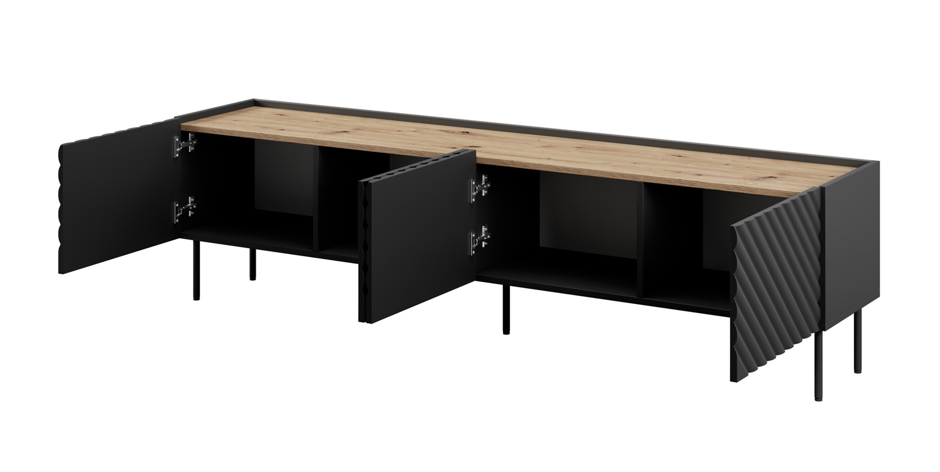 4D RTV cabinet ONDA 200x40x35-54 black (standing or wall mounted) - Image 1
