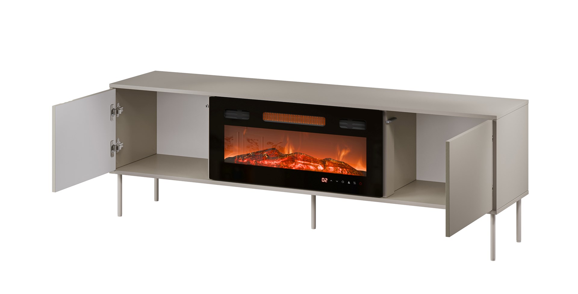 Cama RTV cabinet EF + fireplace black TRESSE 180x40x54.5 cashmere matt - Image 1