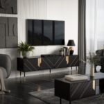 Cama 4D MOUNTAIN TV cabinet 204x40x55 black + gold - Image 3