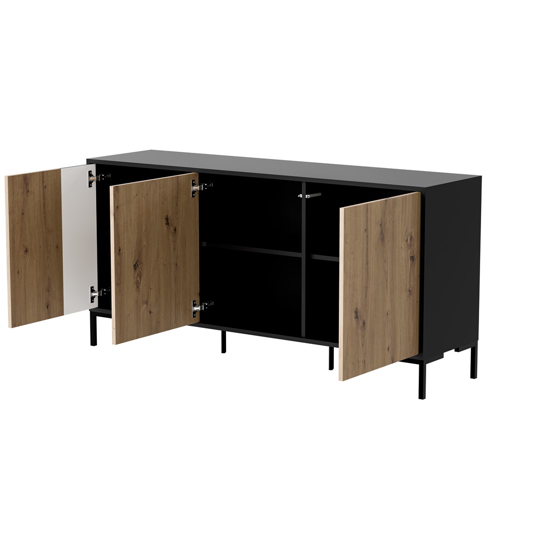 Cama MERCI chest of drawers 151 x 40 x 74 cm black/artisan oak - Image 1