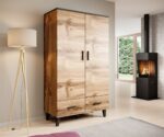 Double Door Wardrobe Lotta Black Velvet-Black Metal 120x76x176cm - Image 3