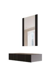 Pafos Wooden Makeup Dressing Table Mat Black with Mirror 80x41.6x100cm - Image 3