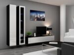 Vigo Floor-standing Living Room Display Cabinet made of Wood White/Black Gloss 40x30x180cm - Image 13