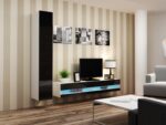 TV Stand Vigo New with LED Lighting White / Black Gloss M180xD30xH40cm - Image 2
