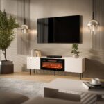 Cama LUCCA TV cabinet 180x40x59 cashmere + black fireplace - Image 3