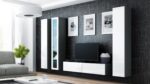Vigo 180 Wall Living Room Display Cabinet made of Particleboard with Glass Grey / White Gloss 40x30x180cm - Image 10