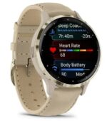 Garmin Venu 3S Stainless Steel 41mm Waterproof Smartwatch with Heart Rate Monitor (Soft Gold Stainless Steel Bezel with French Gray Case and Leather Band) - Image 6