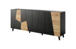 ETNA chest of drawers 200x42x82 black matt + oak craft - Image 2