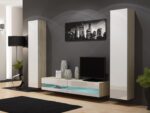 TV Stand Vigo New with LED Lighting Sonoma White Gloss M180xD30xH40cm - Image 2
