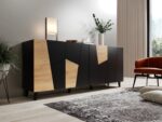 ETNA chest of drawers 200x42x82 black matt + oak craft - Image 4