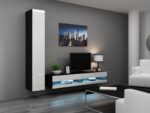 TV Stand Vigo New with LED Lighting Black / White Gloss M180xD30xH40cm - Image 2