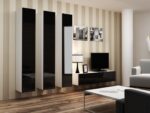 Vigo 180 Wall Living Room Display Cabinet made of Particleboard with Glass White / Black Gloss 40x30x180cm - Image 13