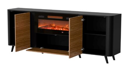 Cama Volare chest of drawers 200 x 39 x 75 cm black/walnut + fireplace