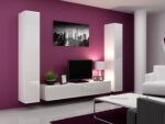 Vigo 180 Wall Living Room Display Cabinet made of Particleboard with Glass White / White Gloss 40x30x180cm - Image 3