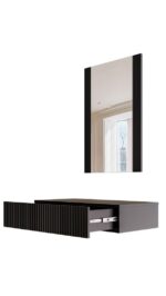 Pafos Wooden Makeup Dressing Table Mat Black with Mirror 80x41.6x100cm - Image 4