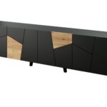 RTV cabinet ETNA 200x42x52 black matt + oak craft