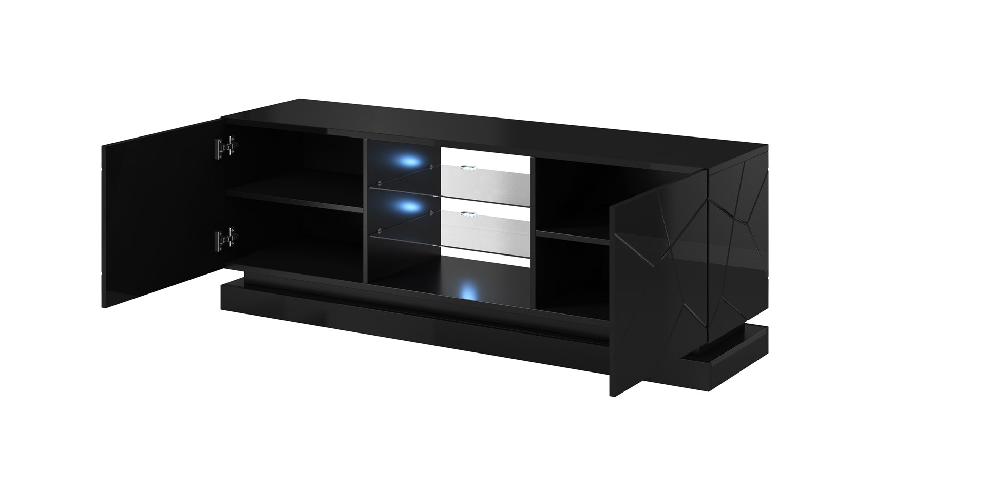 Cama TV cabinet QIU 160 MDF black gloss/black gloss - Image 1