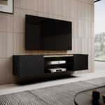 EF ONDA RTV cabinet 180x40x39-58 black (standing or wall mounted) - Image 3