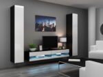 TV Stand Vigo New with LED Lighting Black / White Gloss M180xD30xH40cm - Image 3
