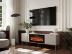 Cama RTV cabinet EF + fireplace black TRESSE 180x40x54.5 cashmere matt - Image 2
