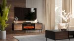 Sideboard Wooden Black/walnut 180x40x60cm - Image 3