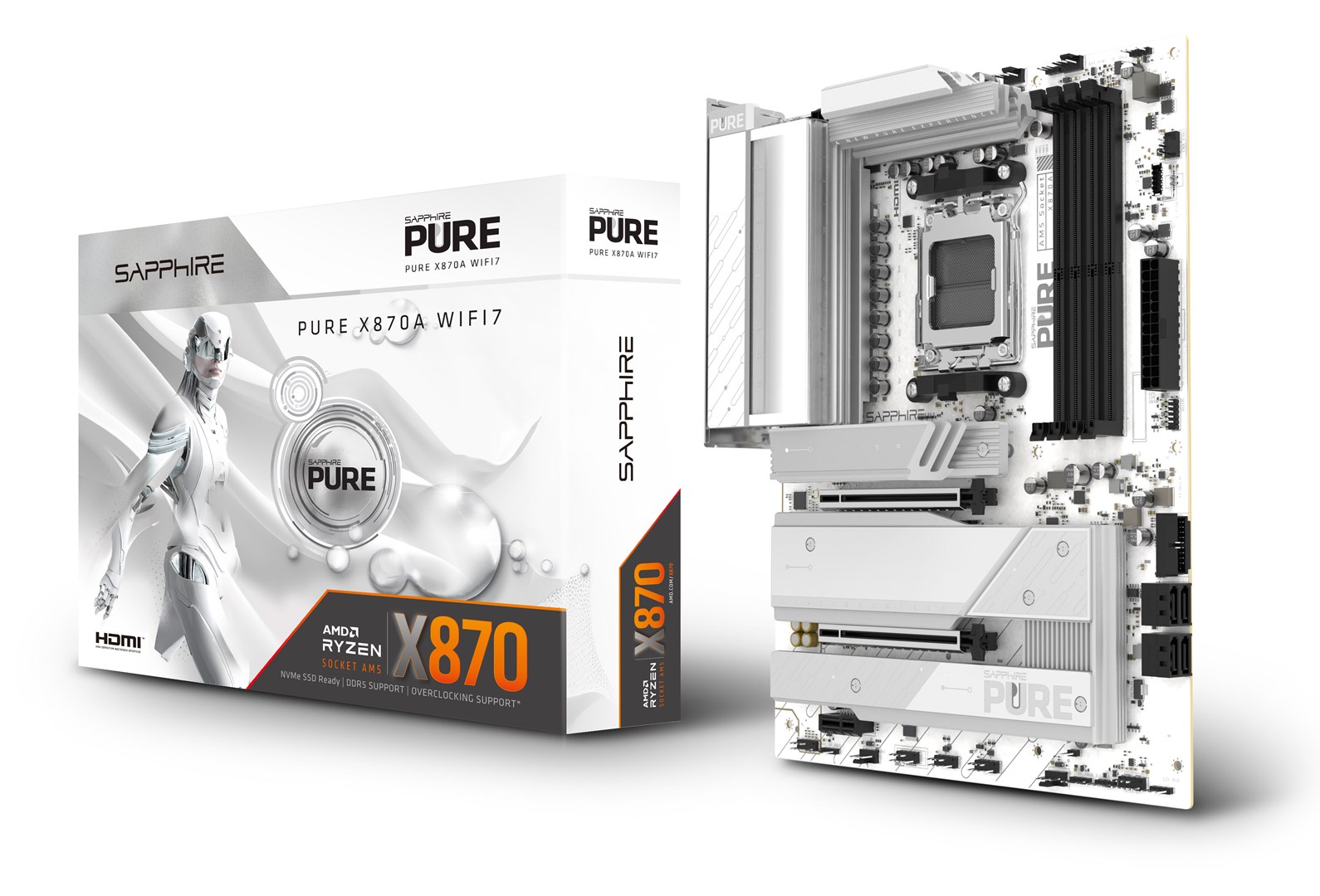 Sapphire PURE X870A Wi-Fi Motherboard ATX with AMD AM5 Socket 52122-02-40G - Image 1